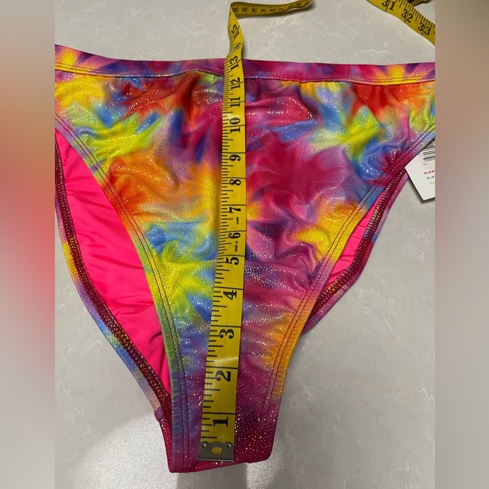 Dippin' Daisy's Pink and Yellow Tie-Dye Sparkle Bikini Bottoms. Size 1X - Picture 6 of 9